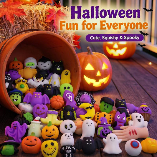 🎃👻 50 % RABATT! Halloween Squishy-set – Söta Pumpor, Spöken & Fladdermöss 🦇✨ Mjuka & Roliga Leksaker för Mysiga Halloweenstunder