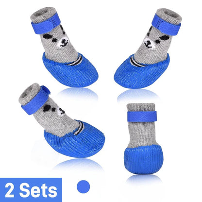 2 Pairs Anti-Slip Waterproof Dog Socks Shoes