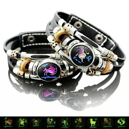 🎉 2026 REA – 50 % RABATT! ✨ Lysande Läderarmband med Stjärntecken – Personligt Smycke med En Elegant Detalj 🌟💫