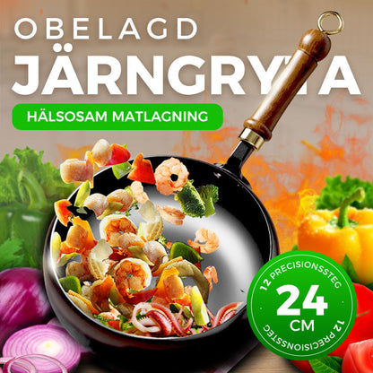 🔥 50 % RABATT! 🍳 Obelagd Järnpanna – Naturlig Non-Stick utan Kemisk Beläggning