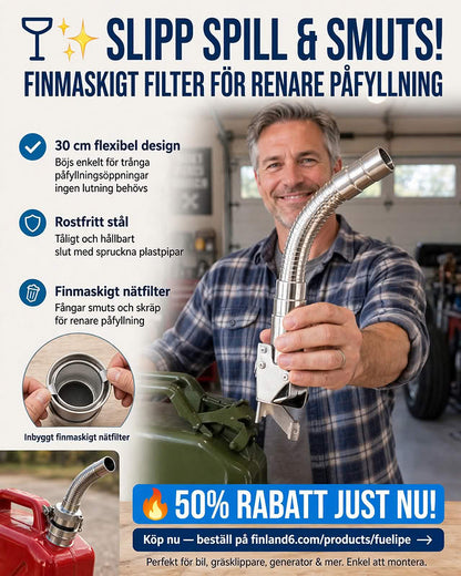 💥⛽ 50 % RABATT! Tratt i Rostfritt Stål med Finmaskigt Filter – För Renare & Enklare Påfyllning