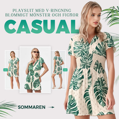 🌸🔥 Upp till 50% RABATT! Dam Jumpsuit med Botaniskt Tryck