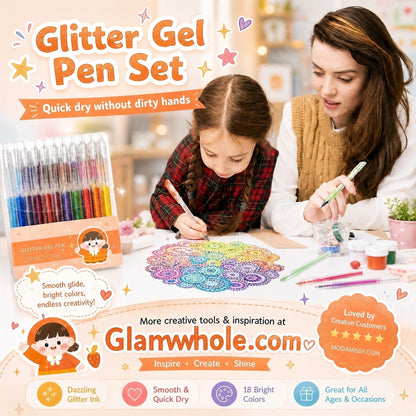 ✨🖊️ 50 % RABATT NU! 🌈 Glitter-Gelpenna Set – Glittrande Bläck, Mjukt Flyt & Snabbtorkande för Anteckningar, Pyssel & Kreativa Projekt 🎨💖