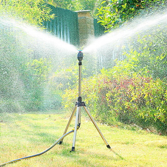 Teleskopisk bevattningsstativ i rostfritt stål med pivotstöd för sprinkler