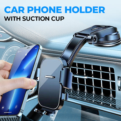 🚗📱 50 % RABATT NU! ✨ Multifunktionell Sugkopps-Telefonhållare för Bil – Stabil, Justerbar & 360° Roterbar 📱🔄