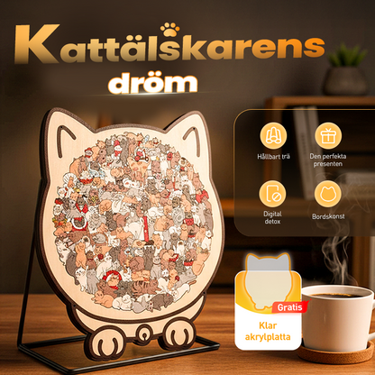 🐱🎁 135-delars Kattformat Träpussel – Varje Pusselbit Är En Katt! 🧩✨ Morandi-Färger för Mysiga Stunder