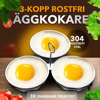🥚 50 % RABATT NU! 🔥 Äggkokare i 304 Rostfritt Stål – Ångkoka 3 Ägg Samtidigt & Behåll Hela Ägget 🍳✨