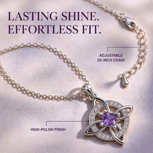 ☘️💎 50 % RABATT NU! Halsband med Keltisk Knut & Födelsesten – Personligt Smycke med Elegant Design ✨