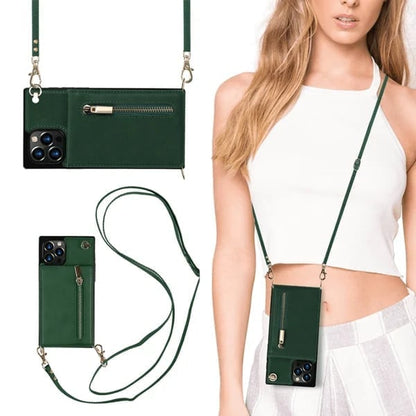 🔥Rea 50% rabatt🔥--Crossbody plånboksfodral för iPhone med korthållare