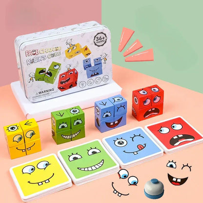🎭50% RABATT JULERBJUDANDE!✨5D Pussel med Ansiktsförändringstema - Interaktivt Familjespel med Roterande Uttryck för Kreativ Utveckling👨‍👩‍👧‍👦🔁