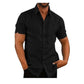 👔Men's Shirt With Solid Color Lapel And Short Sleeves