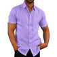👔Men's Shirt With Solid Color Lapel And Short Sleeves