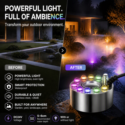 🌈💨 50 % RABATT NU! ✨ 12-LED Ultraljudsdimsgörare – Skapa Magisk Dimma & Färgglatt Ljus för Mysig Atmosfär 💧🏡