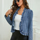 🧥 50% RABATT NU! 🌸 Dam Denimjacka med Volang & Öppen Framsida – Lättviktig & Feminin – Mångsidig & Chic 👗
