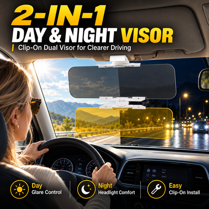 🚗 Universellt Bilsolskydd med Dubbla Linser – För Dagsljus & Nattkörning ☀️🌙