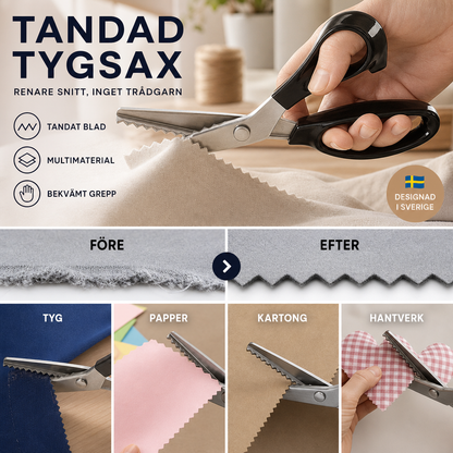 ✂️ 50 % RABATT NU! 🧵 Vågtandad Tygsax – Skapa Dekorativa Vågor på Tygkanter & Perfekt för Klädändringar ✨