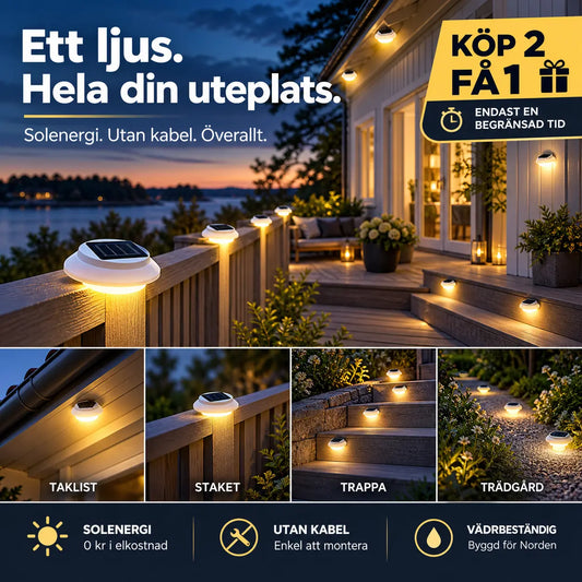 🌸🌙 KÖP 2 – FÅ 1 GRATIS! Vattentät Solcellslampa med 3 LED – Förvandla Trädgården med Vackert Ljus ✨🌿