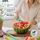 🍈✨ 3-i-1 Fruktverktyg – Melonkula, Skär & Dekorera Frukt Enkelt