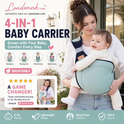 👶💛 50 % RABATT NU! 4-i-1 Bärsele med Ventilerande Mesh – 0–36 Månader, Fram & Rygg – Nära Barnet, Händerna Fria ✨