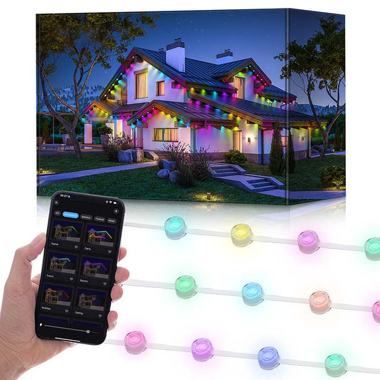🎄✨ 50 % RABATT NU! 🌈 Smarta RGB-Ljusslingor för Utomhusbruk – Låt Hela Huset Lysas Upp i Färg 🎉🏠
