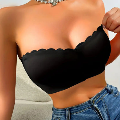 😍🎁Seamless Strapless Wavy Trim Front Closure Bra