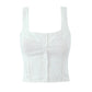 ⌛begränsad tid, halva priset Kvinnors vita fyrkantig hals ärmlös crop top