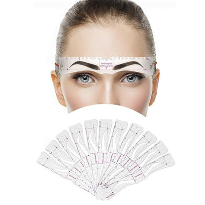 ✨ 12PCS Eyebrow Stencil Kit with Headband – Easy Brow Shaping Templates for Perfect Brows