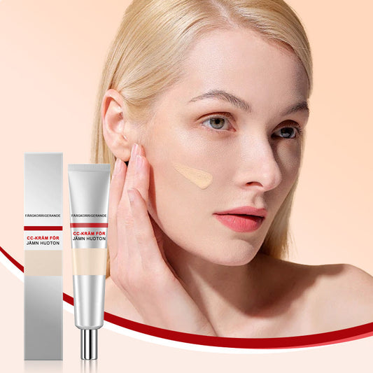 Färgkorrigerande CC-kräm för jämn hudton