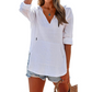 👚✨ 50% RABATT! Enfärgad V-ringad Långärmad Topp Med Huva & Fickor – Bekväm & Trendig Stil 💖