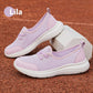 Andningsbara damskor med platt sula och slip-on-design