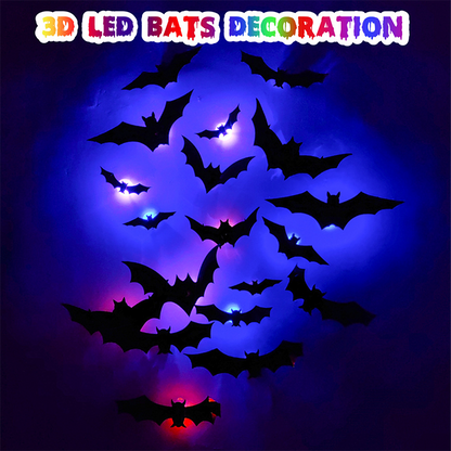 🦇 50 % RABATT NU! 👻 Halloween 3D Fladdermus LED Väggdekoration – Lys Upp Ditt Hem Med Kuslig Stämning ✨