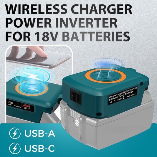 Beställ idag och få 50 % rabatt💥 Trådlös laddare med växelriktare för 18 V-batterier
