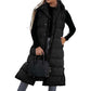 🔥Tidsbegränsat erbjudande: 62 % rabatt!🔥 Women's Long Puffer Vest | Quilted Hood & Button Closure ❄️