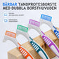 😁 Bärbar Tandprotesborste med Dubbla Borsthuvuden
