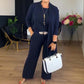 💥Julrea 50% Rabatt💥Elegant Tre-delat Set: Lång Kofta, Topp och Byxor