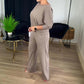 💥Julrea 50% Rabatt💥Elegant Tre-delat Set: Lång Kofta, Topp och Byxor