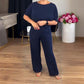 💥Julrea 50% Rabatt💥Elegant Tre-delat Set: Lång Kofta, Topp och Byxor