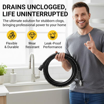 🔥🚿 50 % RABATT NU! 💦 Högtrycks Avloppsslang med Munstycke – Kraftfull Rengöring för Igensatta & Smutsiga Avlopp 🛠️🏠