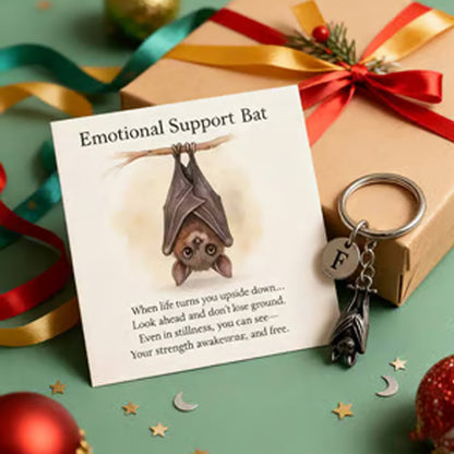 Emotional Support Bat Keychain with Message Card