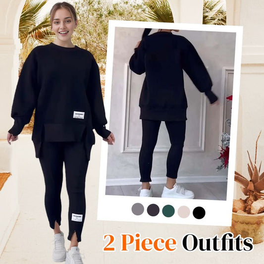 👚69% RABATT NU! 🧘‍♀️ Avslappnat Set med Sweatshirt och Leggings – Bekvämt, Trendigt & Perfekt för Träning eller Avkoppling 🏃‍♀️📦