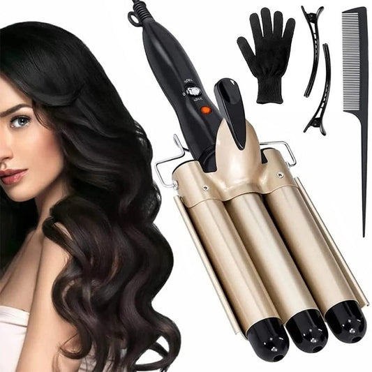 3-Barrel Curling Iron with Adjustable Temperature