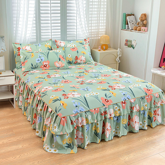 🛏️ 49% RABATT! 🎀 3-delat Volangsängkjol – Elegant Design, Fullständigt Skydd & Universell Passform 🛌
