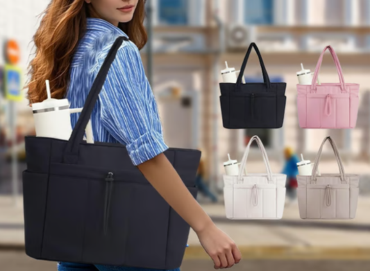 💕Rea 56% RABATT🎁Wandering Nature Puffer-tygväska med mugghållare och laptopfack samt trolleyväska för resor, arbete, sjuksköterskor, kvinnor