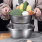 🥣 50% RABATT NU! Multifunktionell behållare i rostfritt stål från Tyskland – 3‑delat set – perfekt för siktning, rivning & förvaring – livsmedelsklassat 201 rostfritt stål 🍽️✨