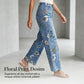 🌸 Raka Jeans med Blommönster för Dam – Trendigt Tryck, Bekväm Passform & Perfekt För En Färgstark Look 💙