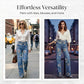 🌸 Raka Jeans med Blommönster för Dam – Trendigt Tryck, Bekväm Passform & Perfekt För En Färgstark Look 💙