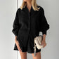 👗🔥 50% RABATT! Jacquardskjorta med Puffärmar & Shorts