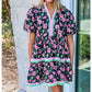 👗🔥 50% RABATT! Randig Miniklänning med Blommiga Puffärmar