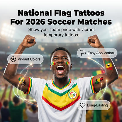 ⚽🔥 50% RABATT! Nationella Flaggtatueringar – Perfekt för Fotbollsmatcher