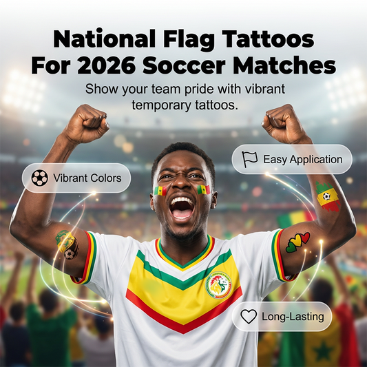 ⚽🔥 50% RABATT! Nationella Flaggtatueringar – Perfekt för Fotbollsmatcher